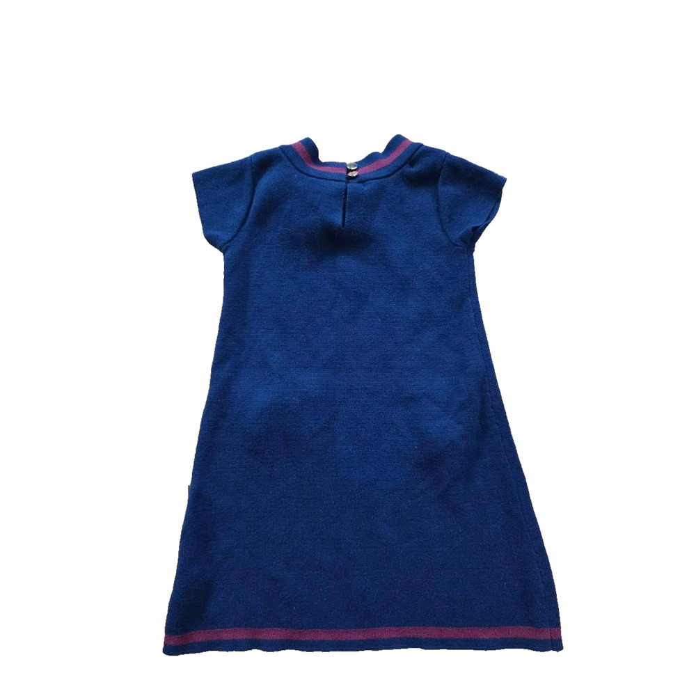 Hope & Henry Dress Navy Blue Red Stripe Bow Organic Cotton 2T A001647 - Picture 3 of 4